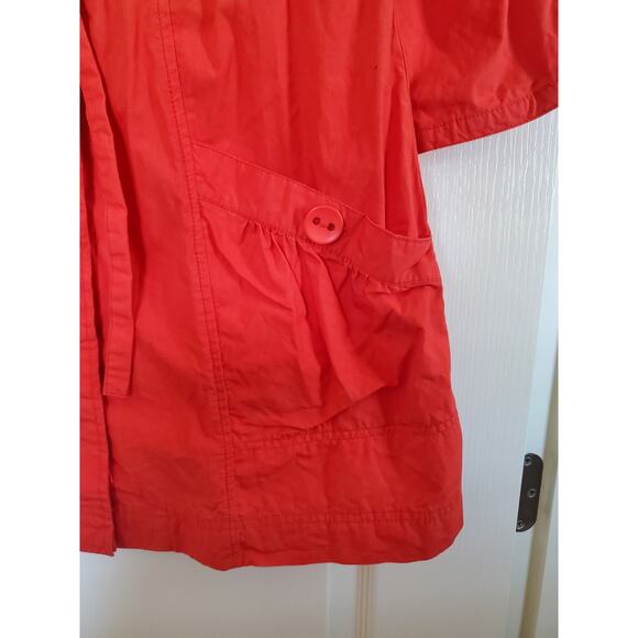 BB Dakota Lightweight Orange-Red Cotton Belted Pockets Jacket Dress, Size Large - Picture 8 of 15